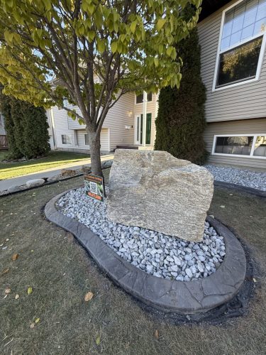 Hand carved concrete curbing for a happy homeowner.